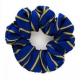 School or club scrunchie, thin stripe, 100% polyester, royal blue / gold