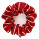 School or club scrunchie, thin stripe, 100% polyester, red / white