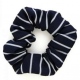 School or club scrunchie, thin stripe, 100% polyester, navy blue / white
