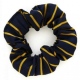 School or club scrunchie, thin stripe, 100% polyester, navy blue / gold