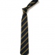 School uniform tie with double stripes, polyester, elastic, clip on, standard