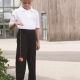 Boys school trousers pull on up easycare fabric with elastic waist