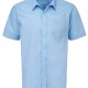 Boys school shirt with tie collar, short sleeves in White and Blue