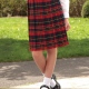 Girls junior school tartan knife pleat skirt pull on elasticated waist