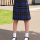 Girls senior school tartan knife pleat kilt skirt button fastening