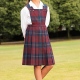 Junior school uniform tartan pinafore dress adjustable elasticated waist