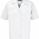 White fitted school uniform blouse short sleeves  and revere collar