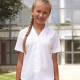 White fitted school uniform blouse short sleeves  and revere collar