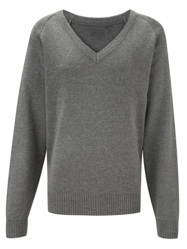 Knitted Grey V-neck Pullover