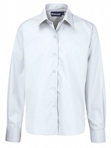 School Blouse Regular Fit Long Sleeve Tie Collar 6 Colours Twin Pack
