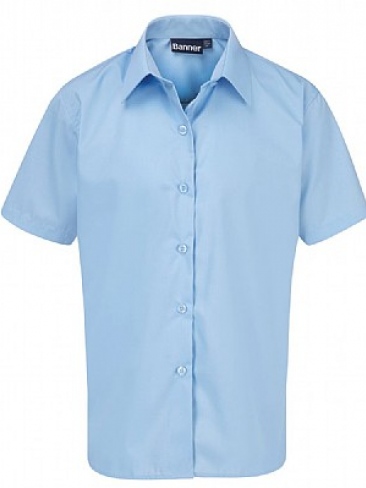 School Blouse Regular Fit Short Sleeve Tie Collar 2 Colours Twin Pack