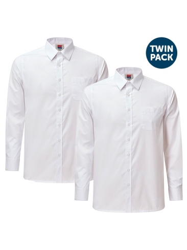 School Shirt Long Sleeve Twin Pack White