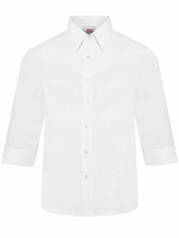 School White Blouse Fitted 3/4 Sleeve Tie Collar Twin Pack