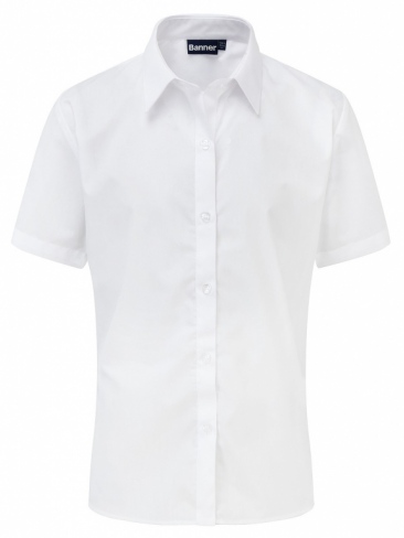 White School Blouse Slim Fit Short Sleeve Tie Collar Twin Pack